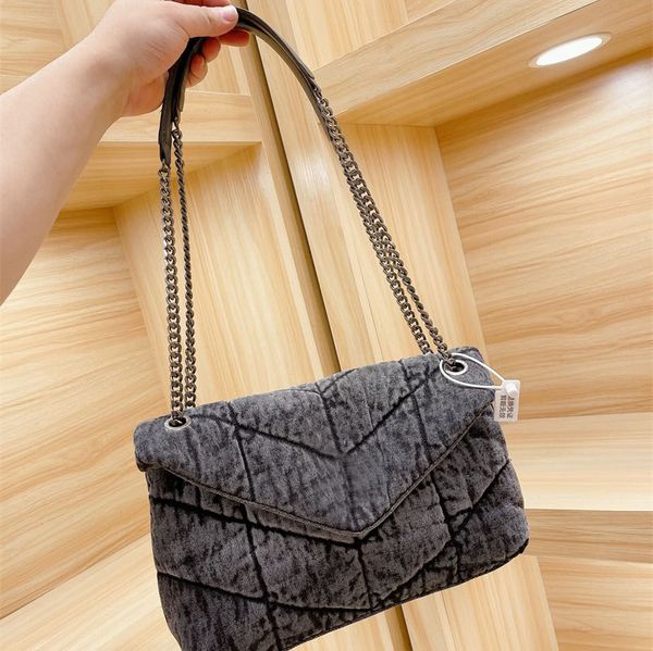 2021 Designer Bag women large Totes loulou puffer washed denim bags high quality shoulder handbag two colors 30 * 19cm