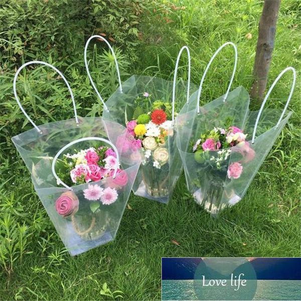 Gift Wrap Florist Decoration Potted Clear Flower Bag Plastic Waterproof Bouquet Portable Transparent Collocation Packaging1 Factory price ex