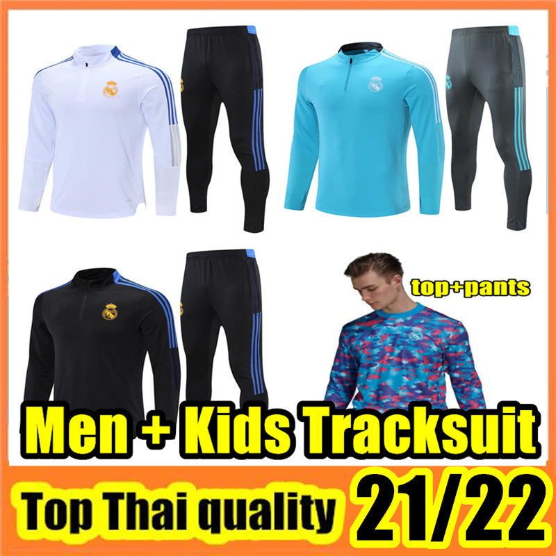 2021-22 Real Madrid Football TRACKSUIT kids training suit MEN chandal futbol 2022 HAZARD ASENSIO ISCO youth survÃªtement