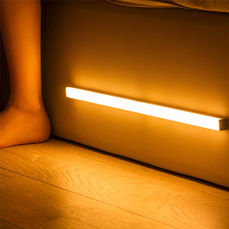 Night Lights USB Rechargeable LED Motion Sensor Closet Cabinet Wall Light With Magnetic Strip For Kitchen Bedroom Home Lighting