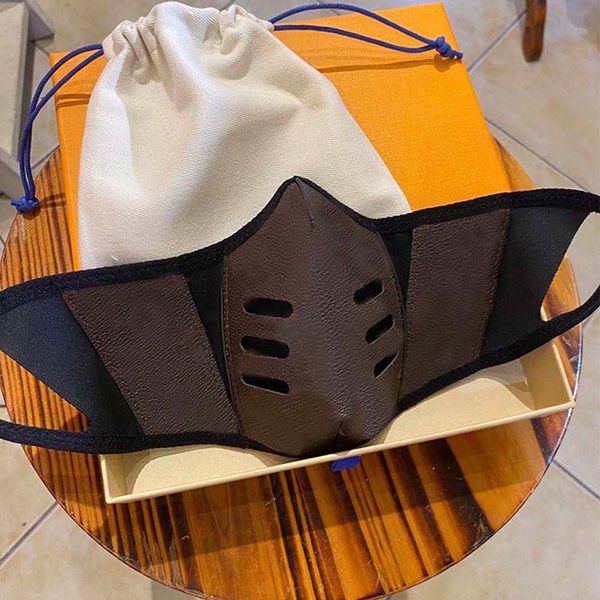 Party Women new Masks Men Fashion Dust Designer Reusable Washable Leather Mask Outdoor Cotton Cloth Plaid Face Mask with Box and Dustbag
