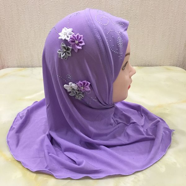 2021 Muslim Kids Girls Hijab Islamic Headscarf Flower Scarf One Piece Amira Children Ramadan Middle East Full Cover head wraps