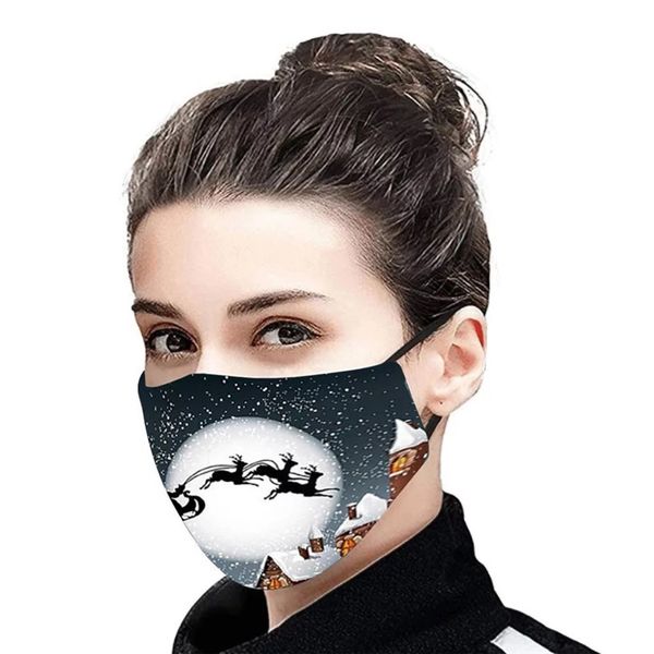 Santa Designer Hot Claus Sale 3D Digital Christmas Printing Fashion Face Mask Dustproof Ice Silk Washable Party Mask