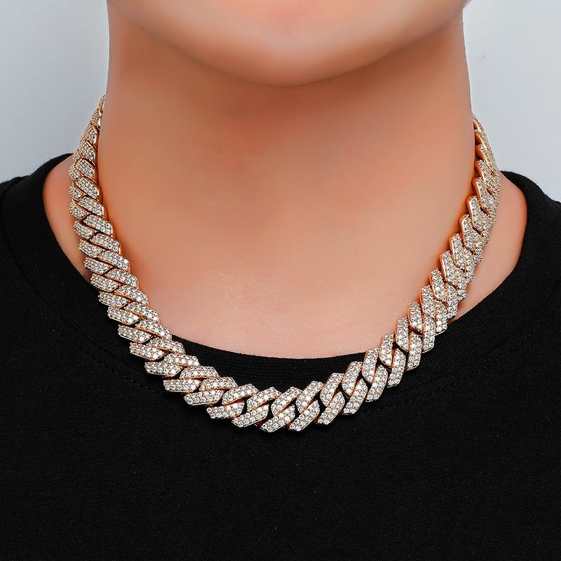 Chains DRIP Hip Hop 14MM CZ Heavy Cuban Prong Chain Necklaces Iced Out Zircon Gold Color Choker Bling For Men Jewelry