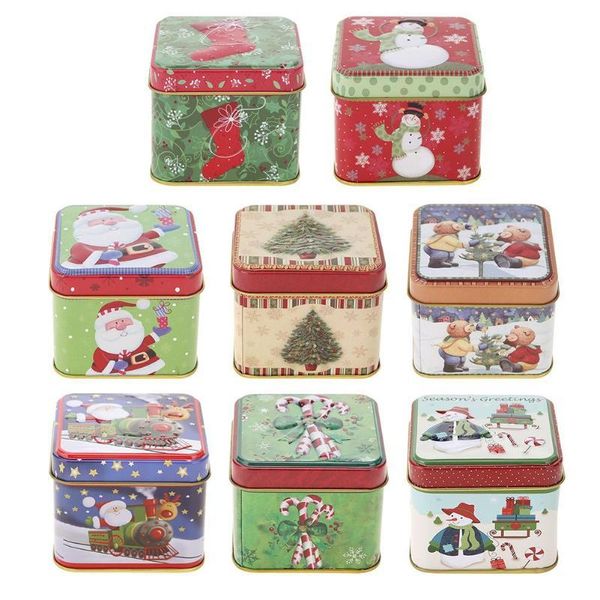 Christmas Gift Box Package Tin Box Wedding Party Candy Baking Cookies Biscuit Case Gift Container Christmas Decoration for Home