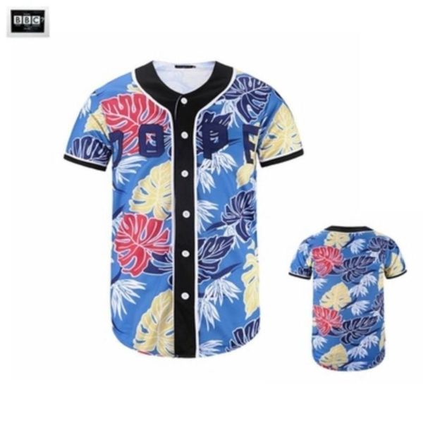 Baseball Jersey Men Stripe Short Sleeve Street Shirts Black White Sport Shirt YAT854