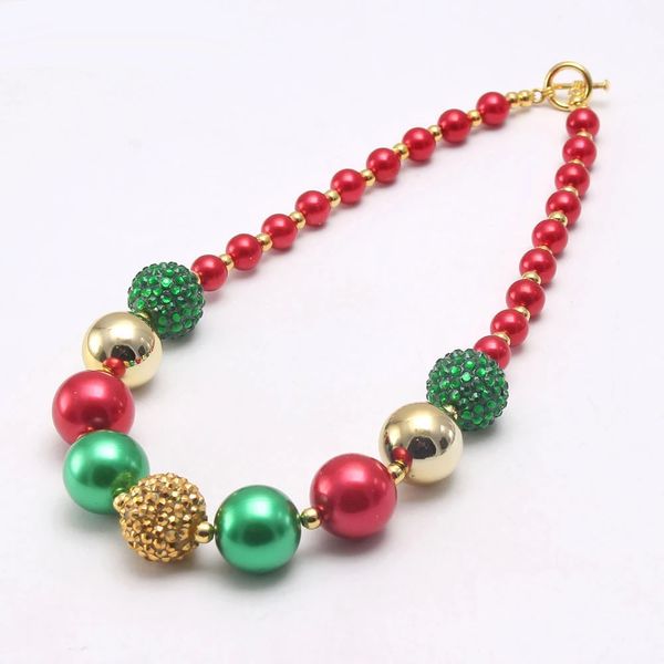 Christmas Jewelry Baby Girls Chunky Beaded Fashion Kids Bubblegum Beads Necklace For Children Festival Gifts