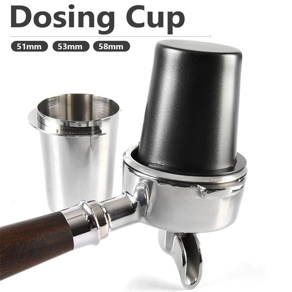 51-53-58mm Stainless Steel Dosing Cup Coffee Sniffing Mug Powder Feeder Fit Espresso Machine Portafilter Tamper 211008