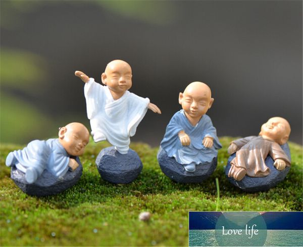 4PCs Chinese feng shui wealth Monks miniature Bonsai garden furniture resin craft Figurine fairy home decoration accessories Factory price e