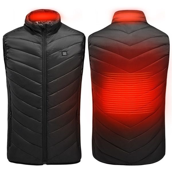 Heated Vest Jacket USB Men Winter Electrical Heated Sleevless Jacket Outdoor Fishing Hunting Waistcoat Hiking Vest clothes 211013