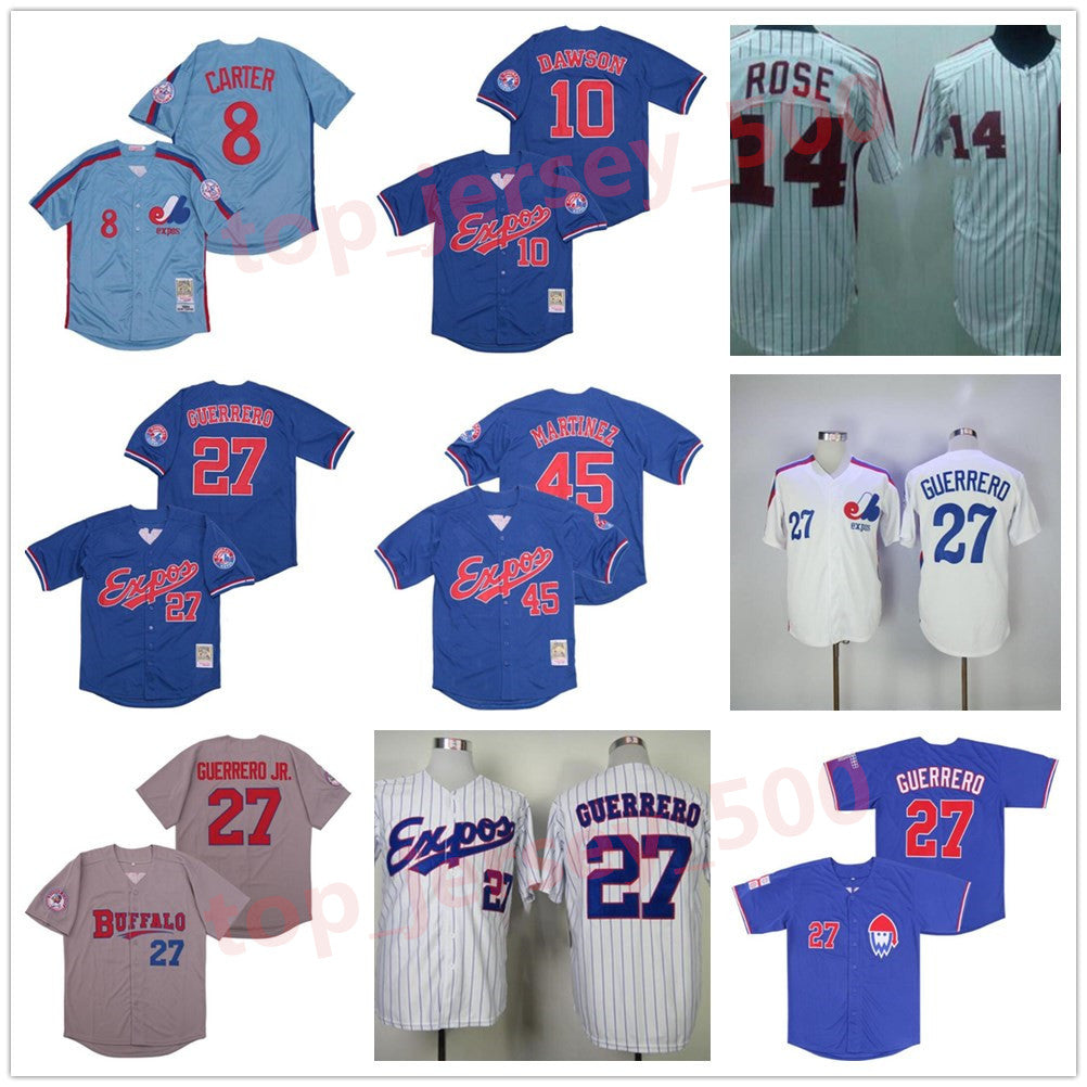 Men Women Youth Vintage 2000 Baseball Retire 14 Pete Rose Jersey 27 Vladimir Guerrero Buffalo Bisons 45 Pedro Martinez 8 Gary Carter 10 Andre Dawson