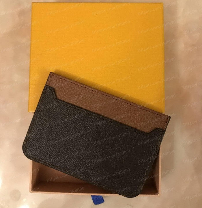 Top Quality Fashion Card Holders Luxury Designer Men Women Classic Brown Flower Black Plaid Casual Credit Cards ID Holder Leather Ultra Slim Wallet