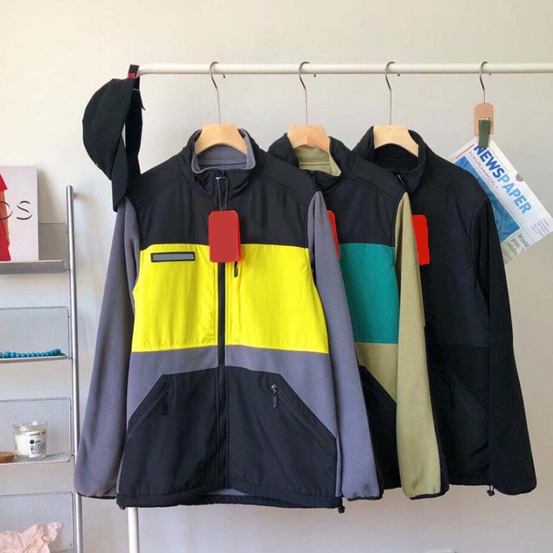 Men Jackets Coat Women Outdoor Jacket Thick Warm Classic Letter Polar Fleece Stitching Zipper Loose Casual Outerwear Autumn Winter 3 Colors