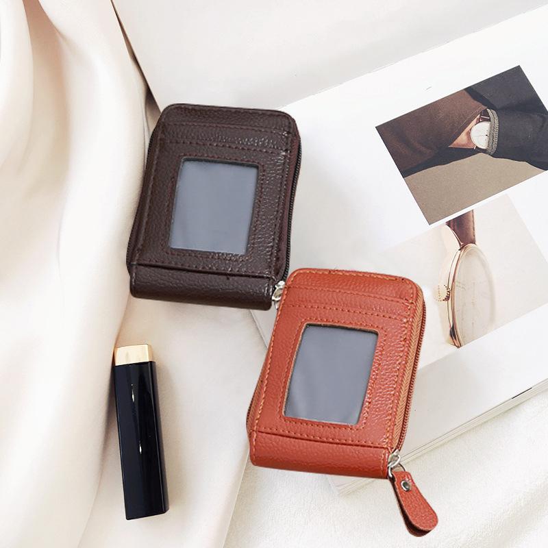 Card Holders Vintage Lady Men Wallet Holder Leather With Zip Pocket Cardholder Case Business