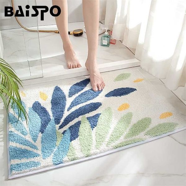 BAISPO Simple Bath Mat On The Floor Anti Slip Fast Water Absorption Home Bedroom Living Room Carpet For Bathroom Accessories 211130