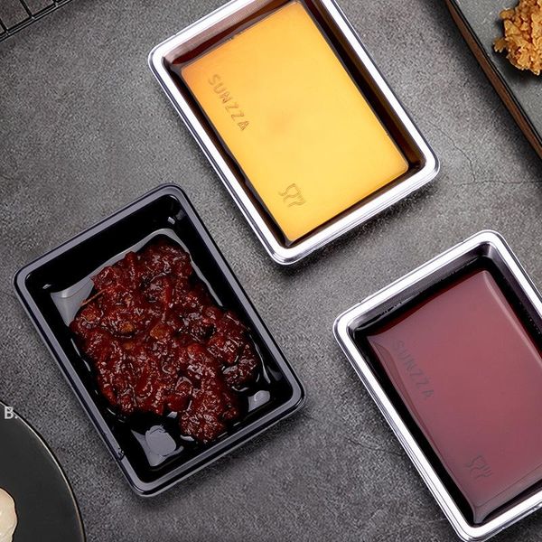 Disposable Sushi Soy Sauce Dish Rectangle Salad Salt Seasoning Plate Restaurant Takeout Condiment Tray RRB12861