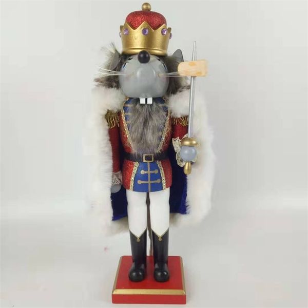 16-26-38CM Wooden Nutcracker Doll Soldier Shape Decoration Pendant Year Christmas Tree Ornament Birthday Gift Mouse king 211104