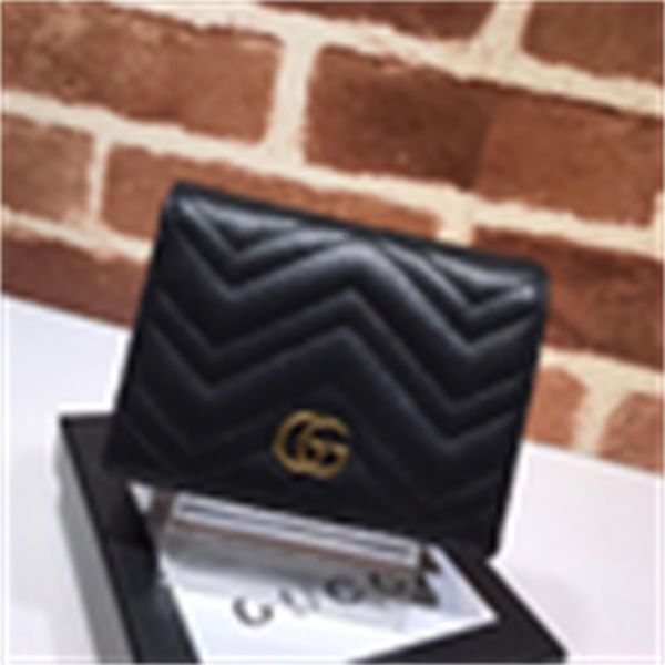 CARD Brand Designer Luxury VPL5 black 466492 WOMEN REAL LEATHER LONG WALLET CHAIN WALLETS COMPACT PURSE HOLDERS CLUTCHES EVENING KEY
