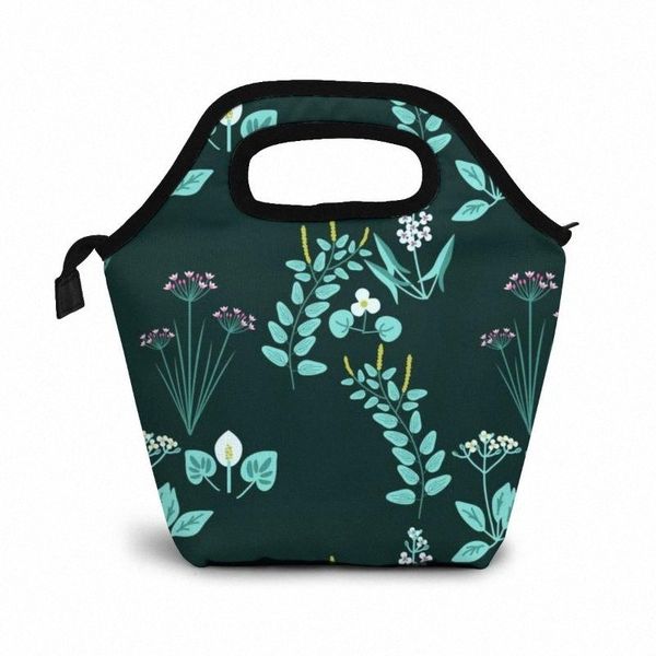 Water Plants Patterns Lunch Bag Boxes Bags Portable Insulated Picnic Box For Women Men XGti#