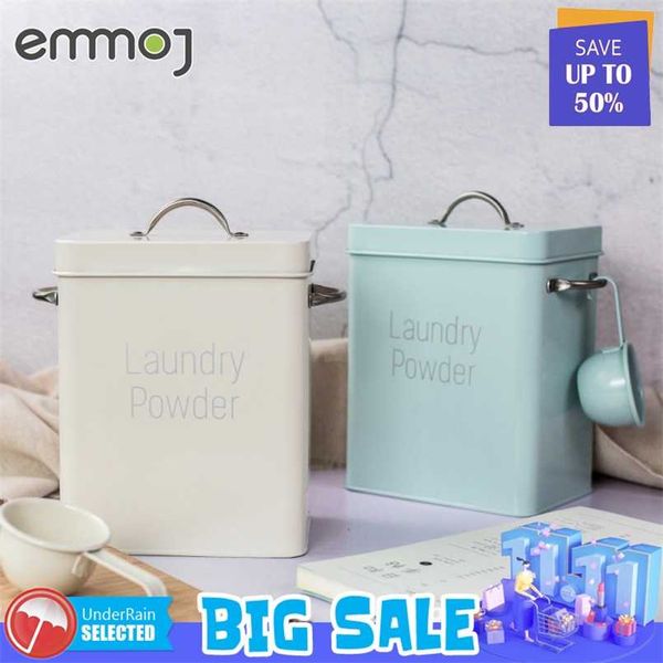 Laundry Powder Metal Storage Box For Home Using Rice Flour Grains Container With Sealed Moisture-proof Pet Dog Food Store Box 211110
