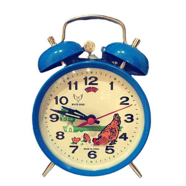 Loud Metal Mechanical Alarm Clock Children&#039;s Clockwork Bell Chicken Vintage Watch Desk Clock Pecking Rice Clocks Gift Ideas 211112