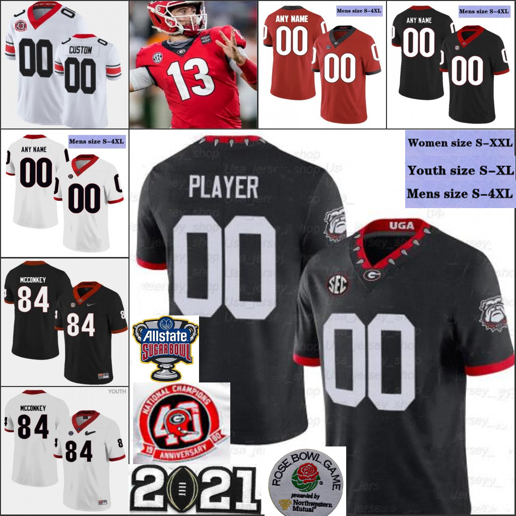 Custom 84 McConkey Georgia Bulldogs jersey mens women youth UGA Football NCAA 150TH stitched Jerseys 99 Davis 34 Herschel Walker any name number