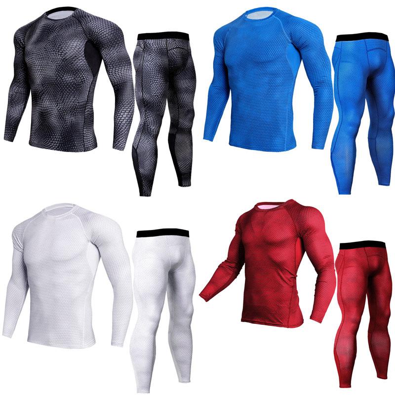 Men&#039;s Sleepwear 2021 19 Winter Thermal Underwear Sets Men Quick Dry Anti-microbial Stretch Thermo Male Long Johns Fitness