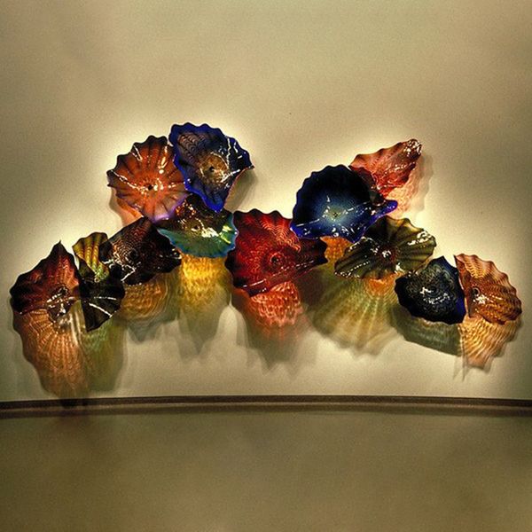 Classic Lamp Mounted Wall Decor Plates Italian Design Antique Chihuly Style Hand Blown Glass Flower Art Room Decoration Accessories 20 to 40