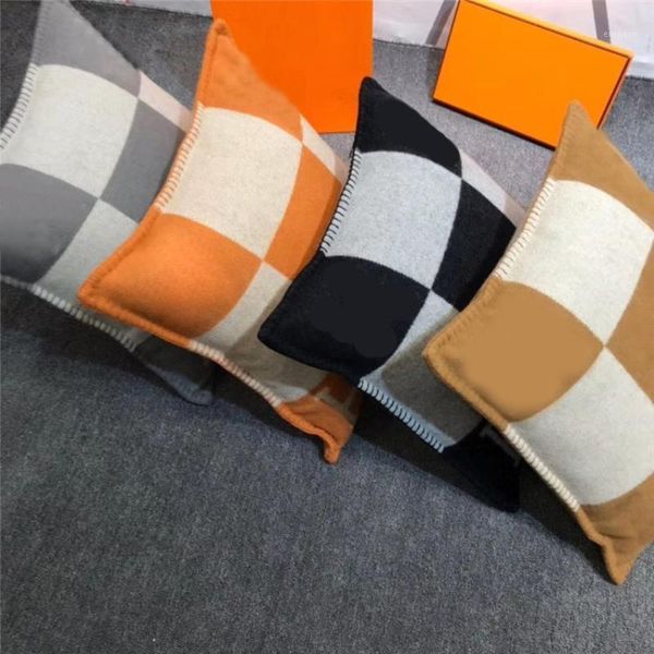 Cushion-Decorative Pillow Nordic Style Model Room Lunch Break Sofa Cushions Car Waist Back Cushion Wool Knitted Pillowcase Autumn 45*45