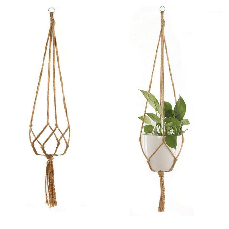 Party Decoration Rope Braided Hanger Pot 90cm Horticultural Greening Weave Hanging Basket Flower Pots Planter Home Decor Random Style