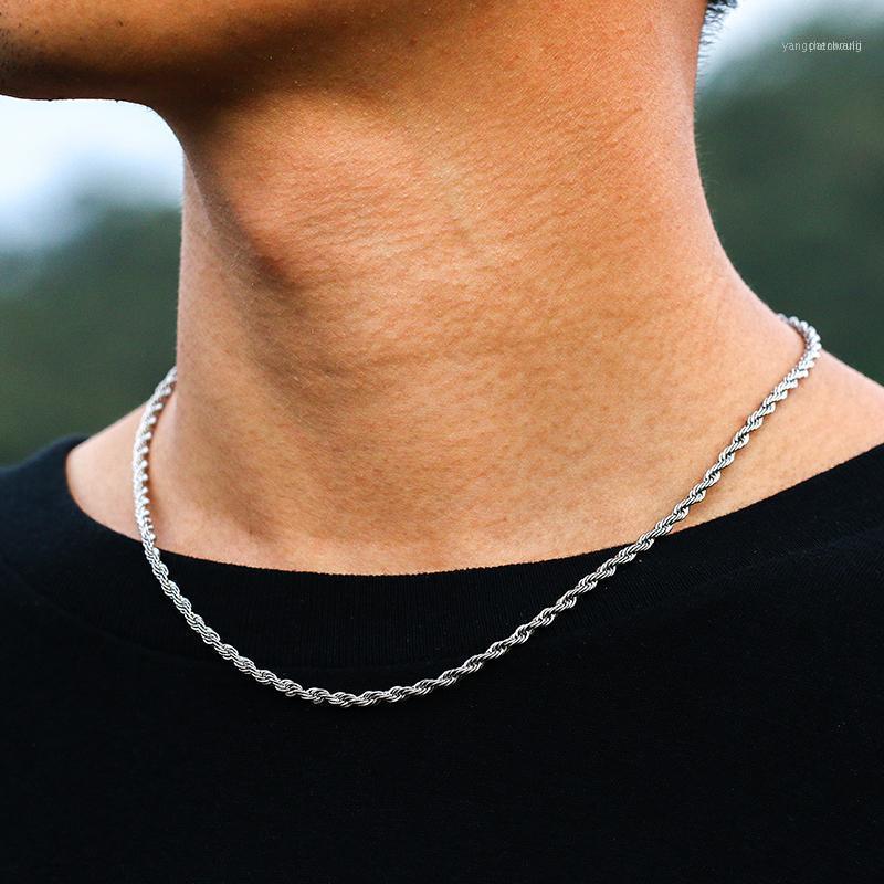 3mm Rope Chain Necklace Stainless Steel Cuban Classic Waterproof Choker Mens Women Jewelry Gold Silver Color Gift1