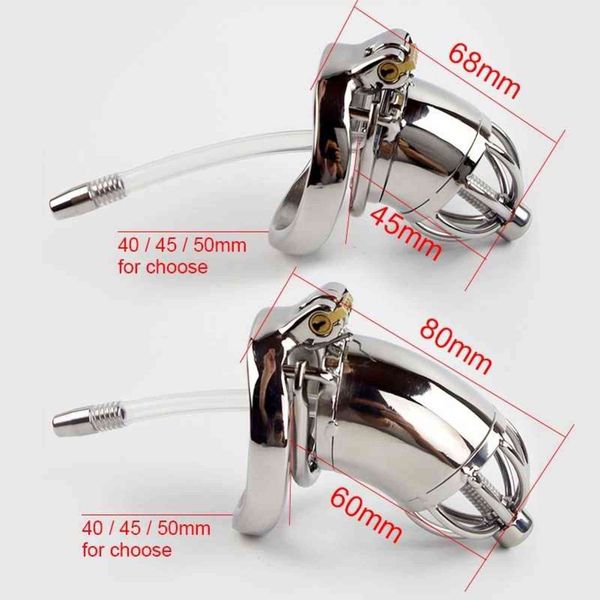 NXYCockrings 304 Stainless Steel Chastity Device With Urethral Sounds Catheter And Spike Ring S-L Size Cock Cage Choose Male Chastity Belt 1