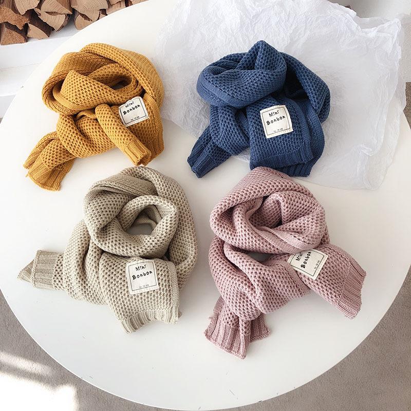 Scarves Kids Scarf Autumn Winter Korean Fashion Children&#039;s Knitting Baby Bib Wool Versatile Female Warm Girl Boy