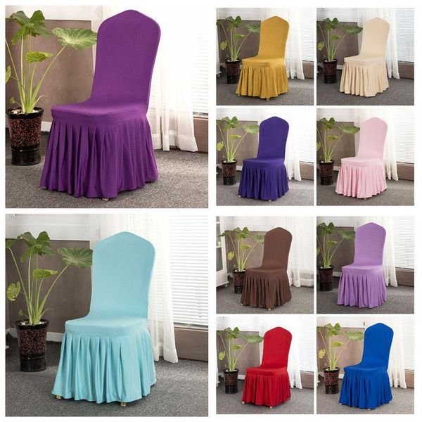 2021 new 16 Colors Solid Chair Cover with Skirt All Around Chair Bottom Spandex Skirt Chair Cover for Party Decoration Chairs Covers