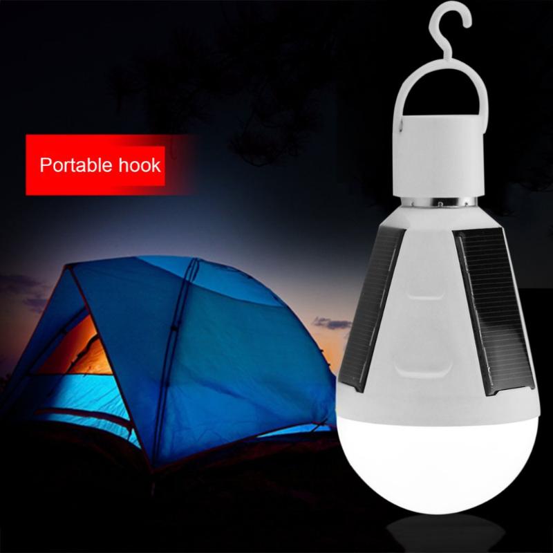 Night Lights LED Solar Panel Bulb Lamp Emergency Light E27 Portable Outdoor Hanging Lantern Rechargeable Camping Tent Fishing Waterproof 7W