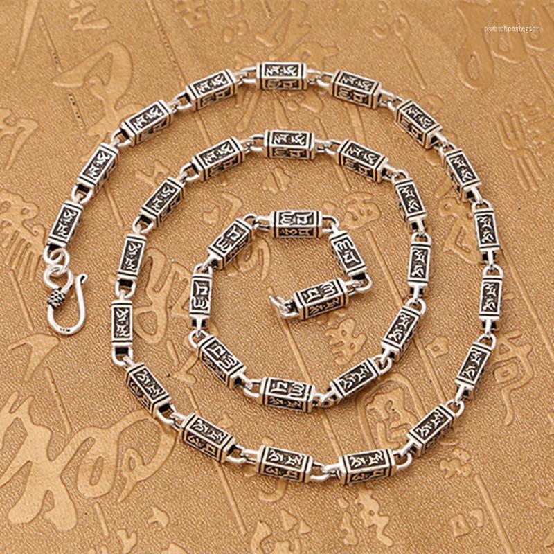 Chains 54g 100% 925 Sterling Silver Jewelry Choker Necklace 6MM Chain Men&Women Gift Thai Mantra Charms Long & Pendant1