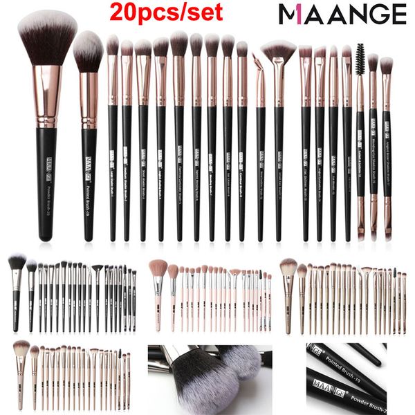 2024 Makeup Brush Set - 20 Piece Professional Travel Kit, Synthetic Hair, Wood Handles, Blending, Foundation, Eyeshadow, Blush, Concealer, F