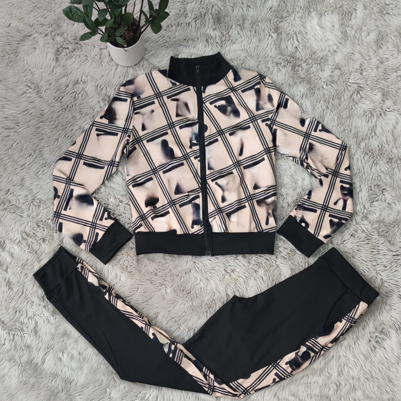 Luxury Designer High Quality Jogging Suit Women Tracksuits Zipper Stand Collar Jacket Sweatpant Suits 2 Piece Set Sportwear
