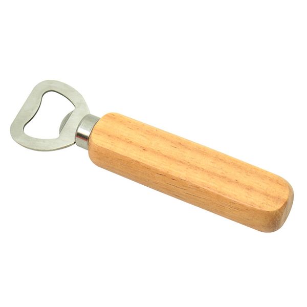 Portable Bartender Bottle Opener Wood Handle Handheld Stainless Steel Wine Beer Soda Glass Cap Bottles Openers Home Kitchen Bar Tools Custom