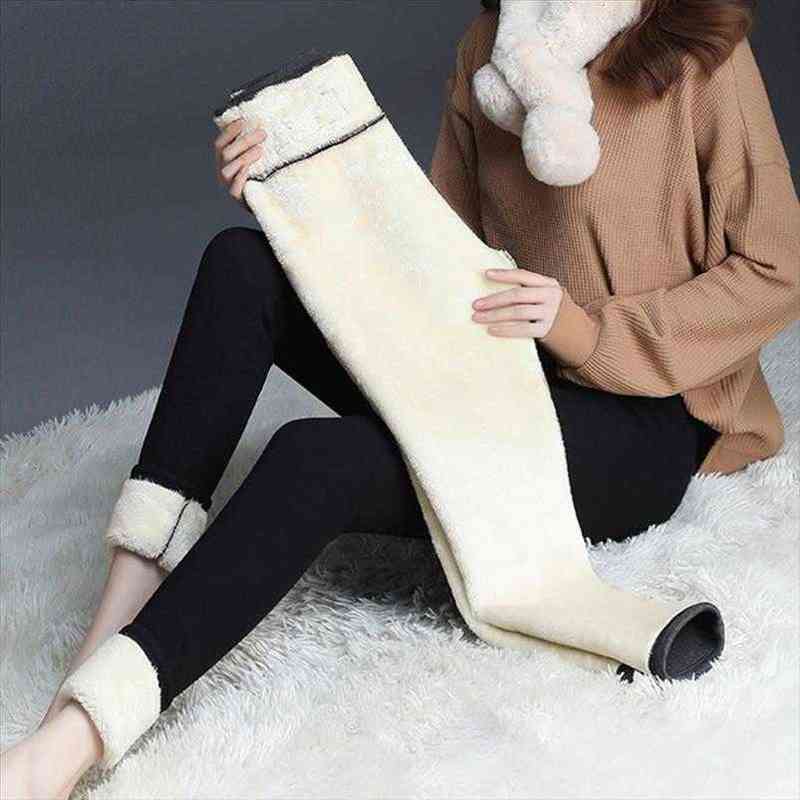 Women Winter Warm Trousers Slim Thick Faux Fleece Lined Plush Leggings High Waisted Stretchy Thermal Skinny Pants