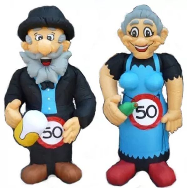 4mH Advertising inflatable Abraham and Sarah With Beer Bottle Holland Cartoon Balloon Free Blower For Netherland Outdoor decoration