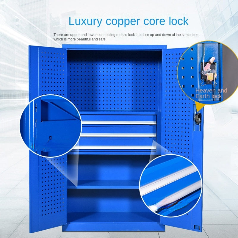 Hardware Tool Cabinet Factory Workshop Tool Storage Cabinet Steel Locker Thickened Double Door Heavy Duty Tool Cabinet(The logistics price Pls Conta
