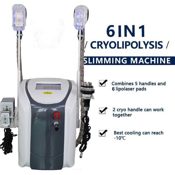 2 handle cryolipolysis machine diode laser slimming system rf cavitation fat melting cool sculpt equipment 6 in 1