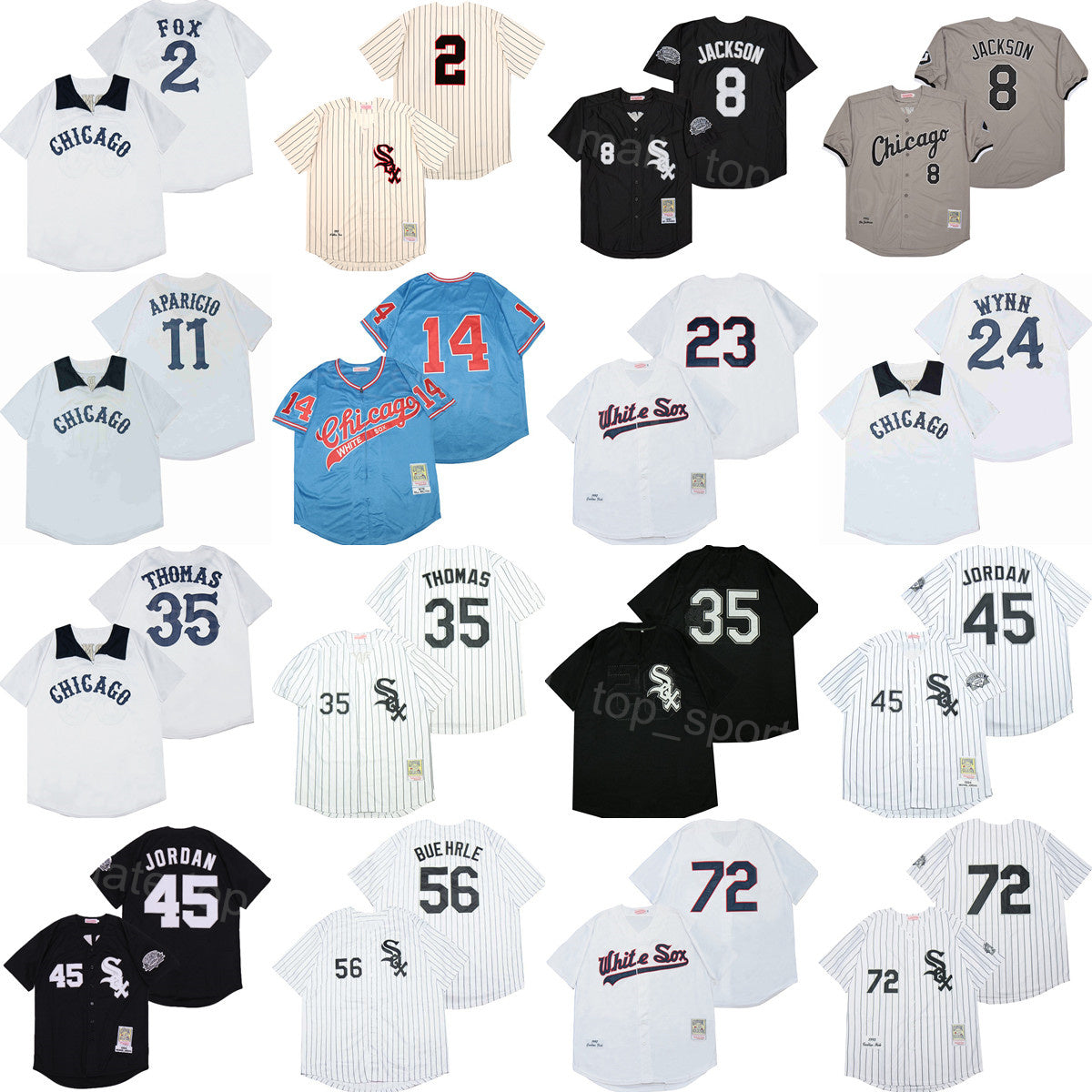 1991 1993 1994 Vintage Baseball Retro 8 Bo Jackson Jersey 14 Paul Konerko 2 Nellie Fox 11 Luis Aparicio 24 Early Wynn 72 Carlton Fisk 35 Frank Thoma