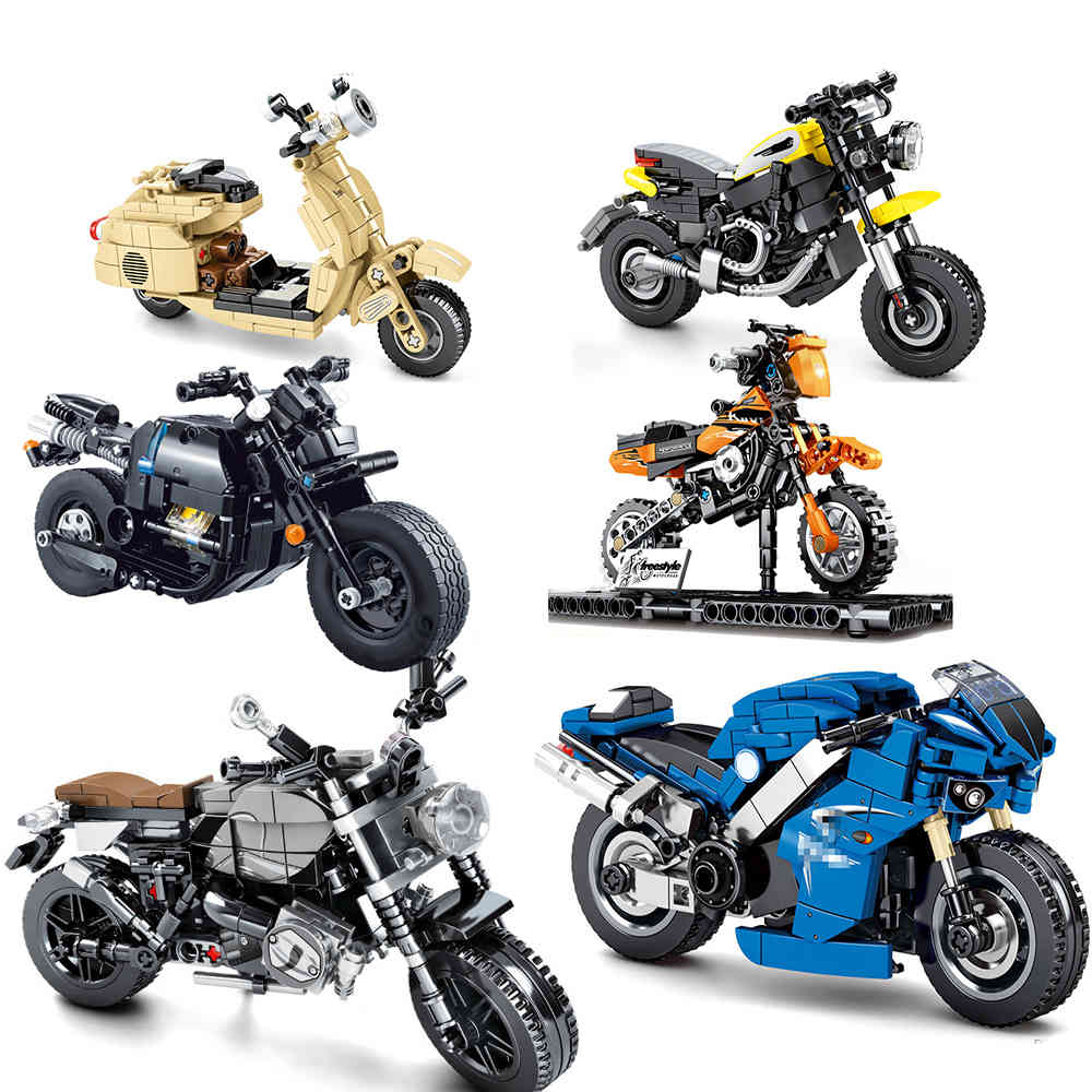 New Motor sets Motorcycle Technic Racing Off Road Vehicle model Building Blocks bricks Speed Champions Sports City Motorbike 1008