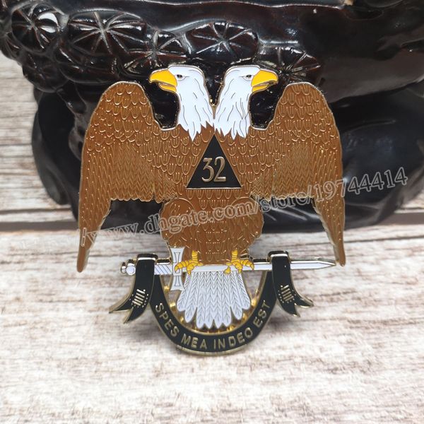 Masonic Auto Car Badge Emblems mason freemason double-headed eagle BCM30 Ancient & Accepted Scottish Rite 32 Degree SPES MEA INDEO EST 3D 3&