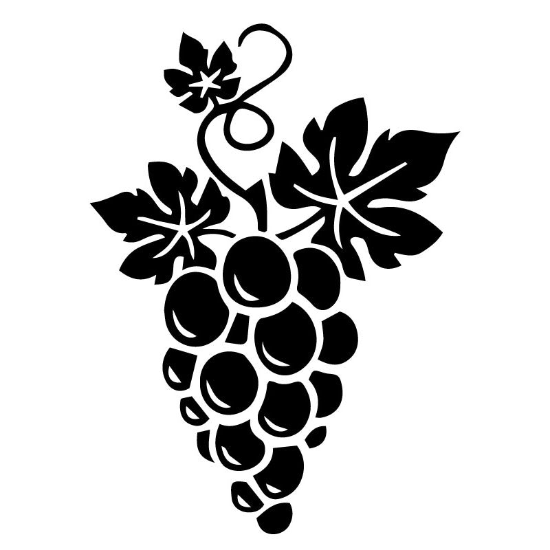 Grape Bunch Cartoon Decals Fashion Car Stickers Decorative Personality Waterproof Car Window Decals Black-white, 13cm*18cm