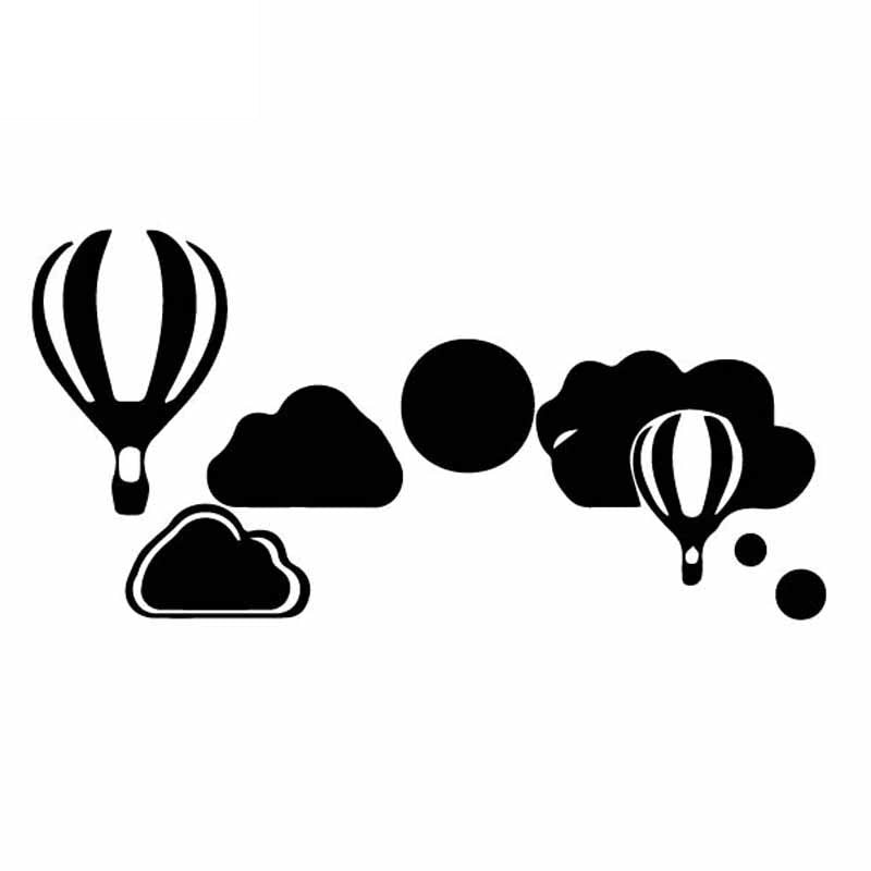 Clouds In The Hot Air Balloon Sky Car Decals Car Window Decoration Personalized Waterproof Decals Black-white, 16cm*8cm