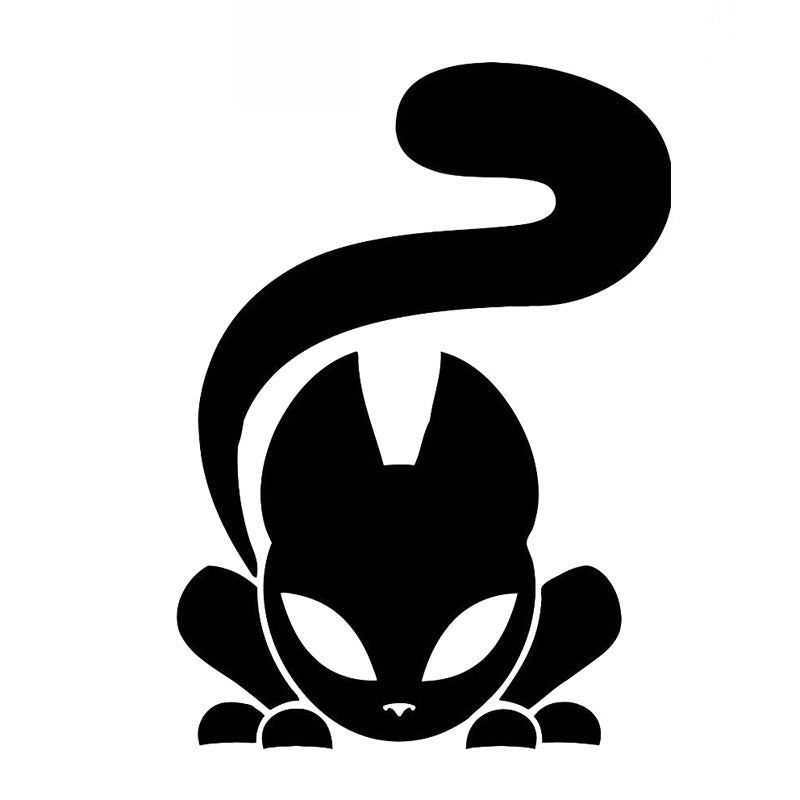 Cat Animal Cartoon Car Sticker High Quality Car Window Decoration Personality Waterproof Decal Black-white, 16cm*11cm