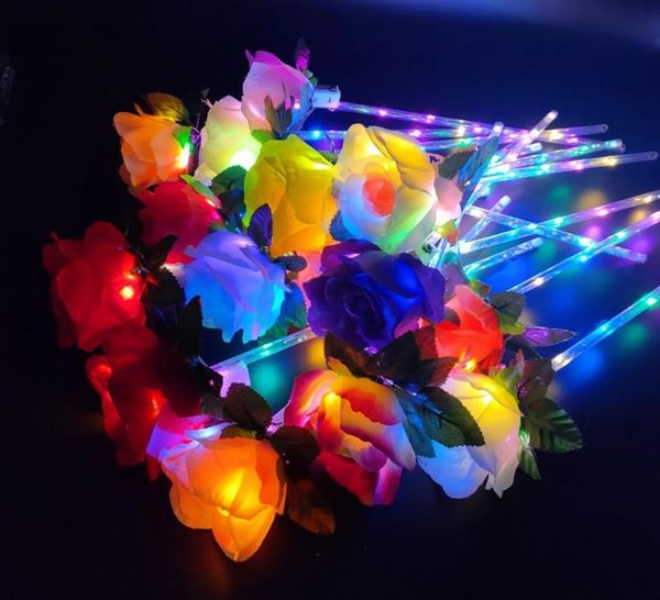 LED Light Up Bouquet Flowers Flashing Glowing Rose Wand Sticks Wedding Deocr Valentine&#039;s Day Party Memorial Gift